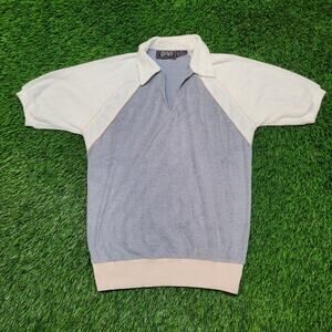 Vintage 80s GAP Terry Cloth Polo Top Womens M Batwing Sleeve 80s Preppy Pastel